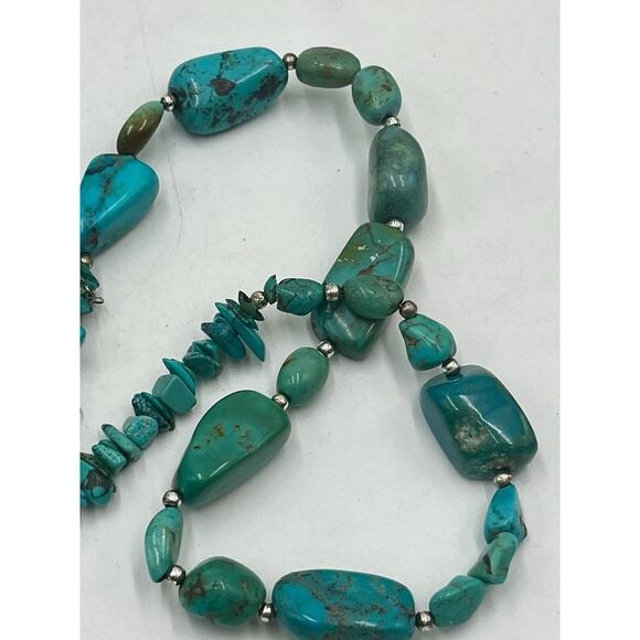 Turquoise Nugget Sterling Silver Clasp Blue Green Natural Stone Necklace
Beads - Picture 14 of 14